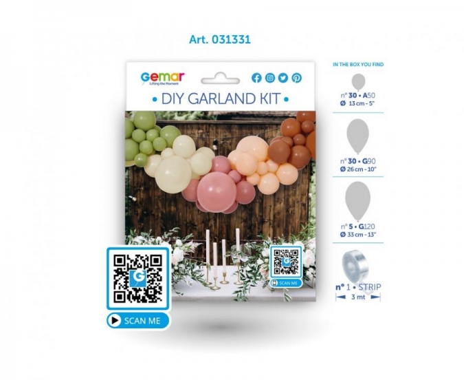 Комплект за украса с балони тип арка, 65 бр. балони стил Бохо, сафари, джунгла  /Gd/