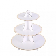 Стойка за мъфини бял със златен блестящ кант /Gx/