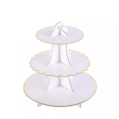 Стойка за мъфини бял със златен блестящ кант /Gx/