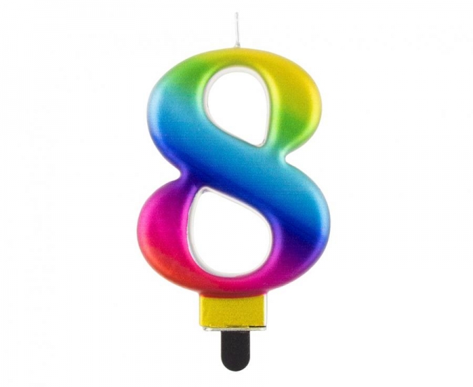 Свещичка металик цвят дъга, цифра 1 /Gd/