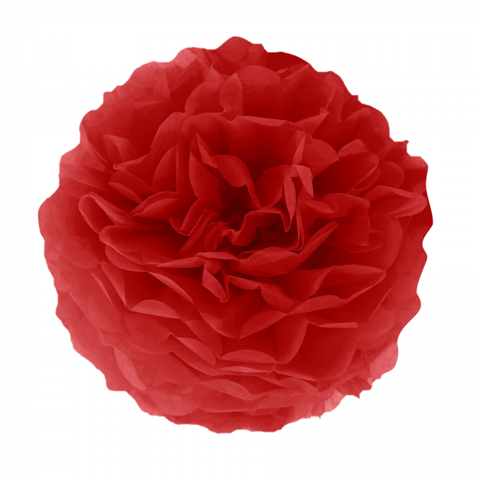 Помпон от червена тишу хартия 35 см /Pp/