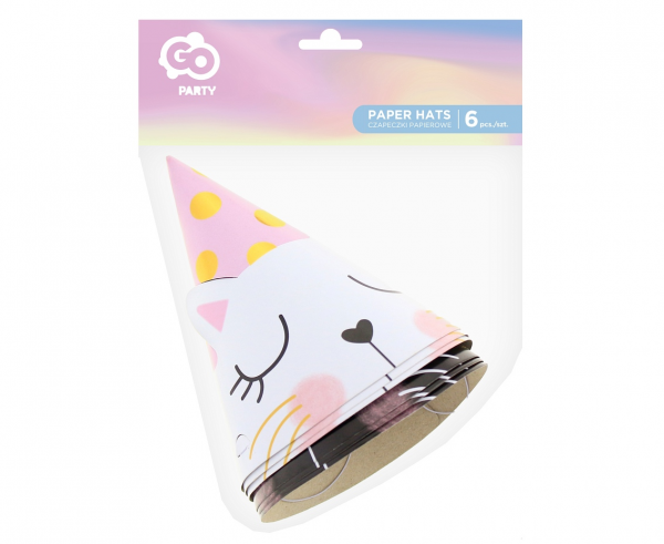 Парти шапка Коте / Cat,  6 бр. в опаковка, два цвята /Gd/