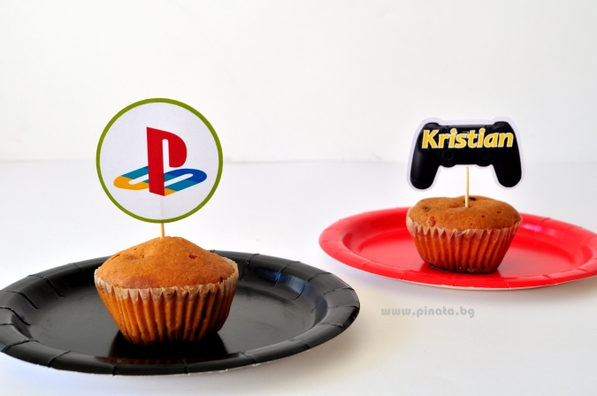 Топер за мъфини Плейстейшън, 6 бр. в опаковка