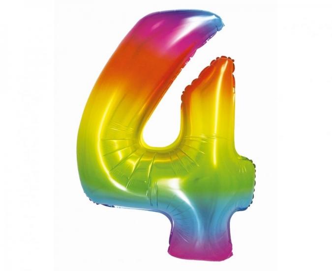 Фолиев балон цифра 4, цвят дъга 76 см /Gd/