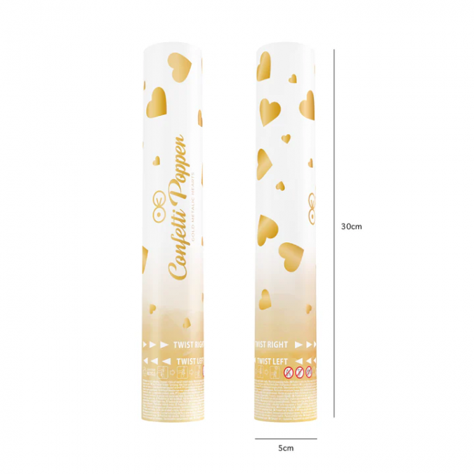 Парти конфети златни блестящи сърца, дължина 30 см /Pp/
