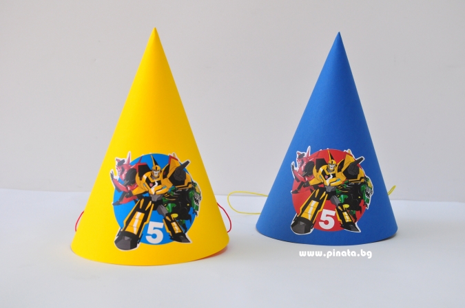 Персонализирана парти шапка Трансформърс, 3 бр. в опаковка