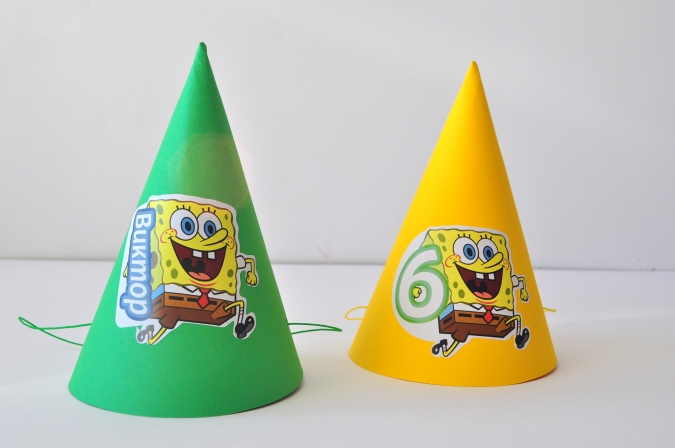 Персонализирана парти шапка Спонджбоб, 3 бр. в пакет