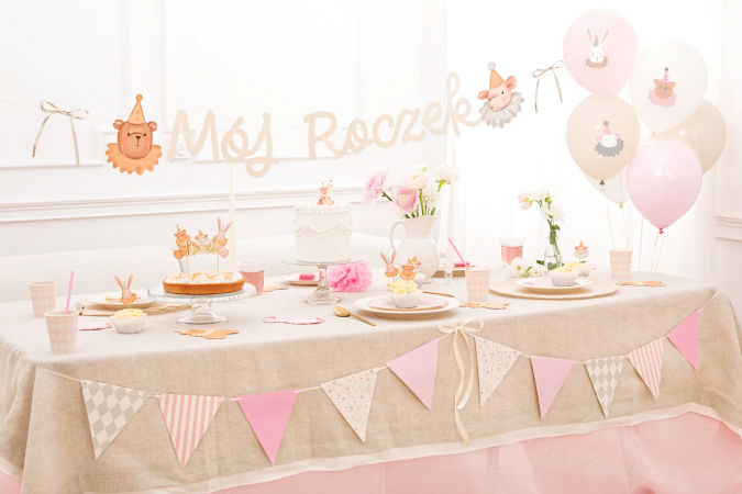 Пастелно розови латексови балони, Бебе момиче, комплект от 6 броя /Pp/