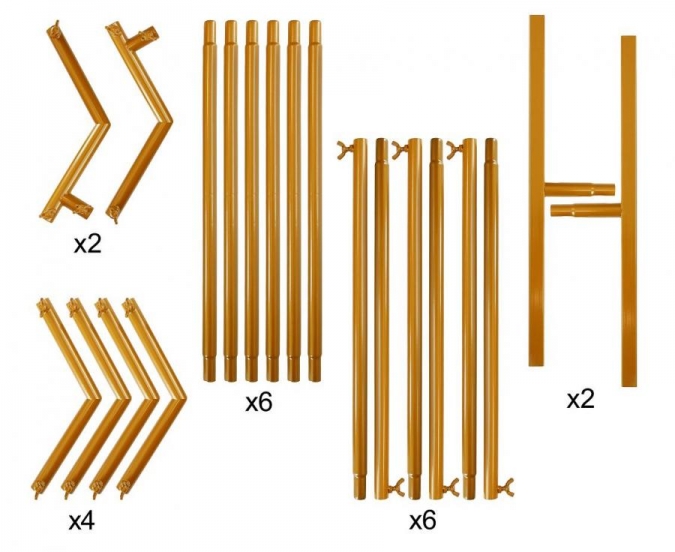 Шестоъгълна метална сглобяема арка, 200х200см, цвят златен /Gd/