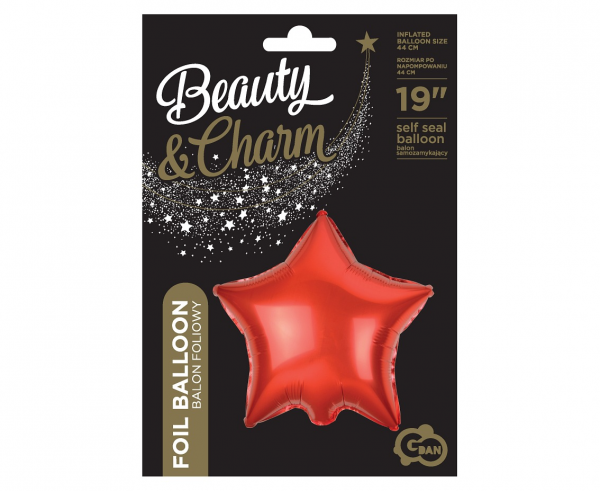 Фолиев балон Звезда, цвят червен 44 см Gd