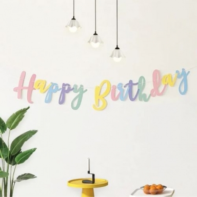 Банер гирлянд с текст Happy Birthday, 1,10 м дължина, цвят макарон /Tr/