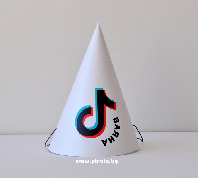 Персонализирана парти шапка Тик Ток, 3 бр. в пакет
