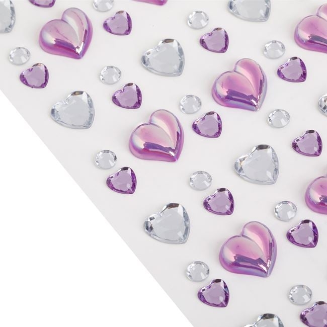Акрилни стикери - сърца в сребристо и лилаво /Mb/