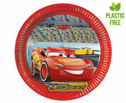 Хартиена парти чинийка Маккуин Колите 23 см, лицензирана Pixar, 8 бр. в опаковка