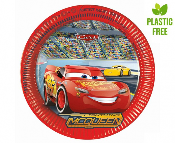 Хартиена парти чинийка Маккуин Колите 23 см, лицензирана Pixar, 8 бр. в опаковка