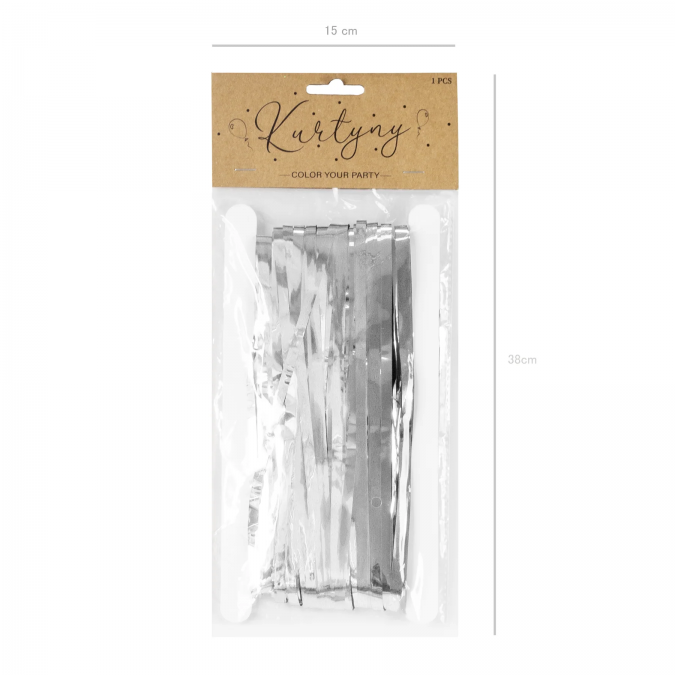 Ресни за декорация, лъскави, цвят сребро 100х250см /Pp/