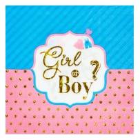 Парти салфетки за разкриване на пола Момче или момиче, Boy or Girl, 12 бр. в пакет /Mb/