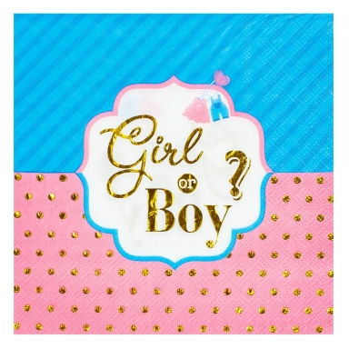 Парти салфетки за разкриване на пола Момче или момиче, Boy or Girl, 12 бр. в пакет /Mb/