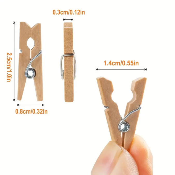 Декоративни мини дървени щипки, 2,5см, 10бр. в опаковка /Sa/