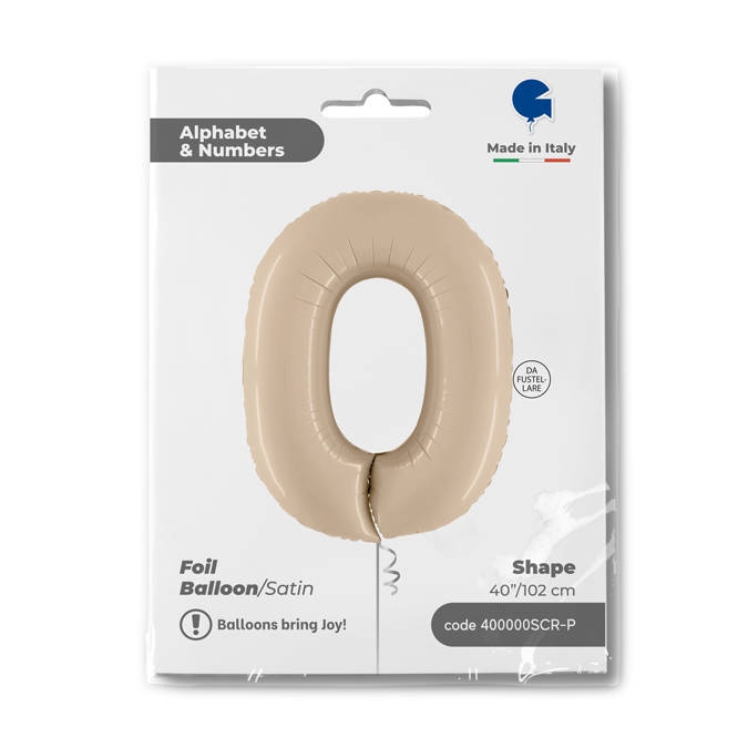 Фолиев балон цифра 5, цвят сатен крем, 102см, Grabo Италия