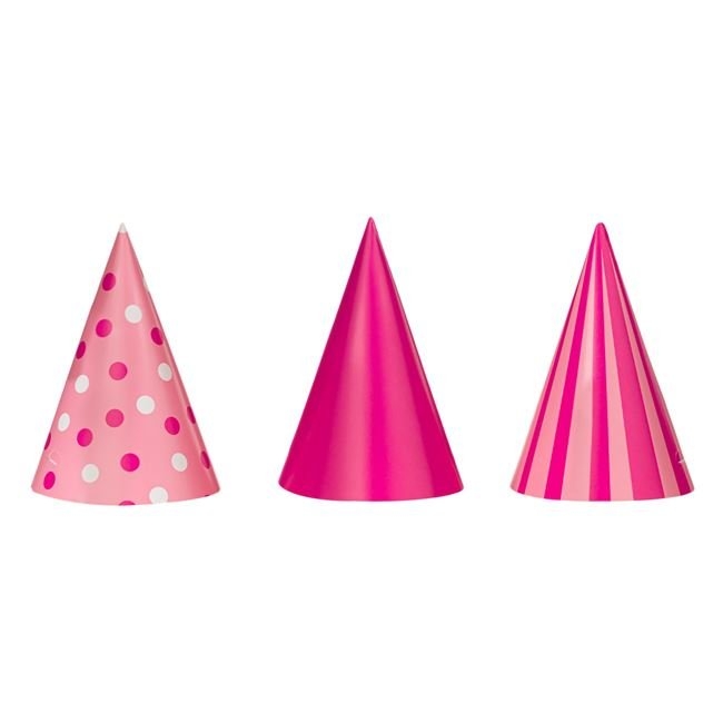 Парти шапка розова, три различни визии, 6 бр. в опаковка /mb/