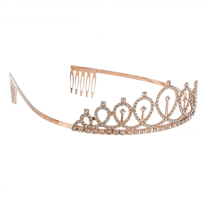 Парти комплект лента и диадема Birthday Queen , цвят розово злато брокат /Mb/