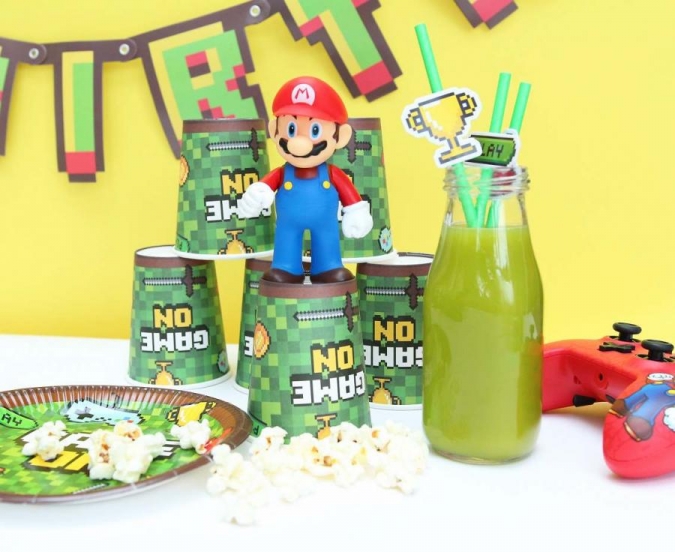 Картонени сламки Геймърски рожден ден, Майнкрафт, Game On 19,5 см, 8 бр. /Gd/