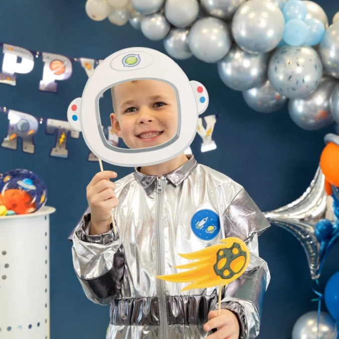 Пропсове за забавни снимки и декорация Космос, космонавт, ракета, 12 бр. в опаковка /Pp/