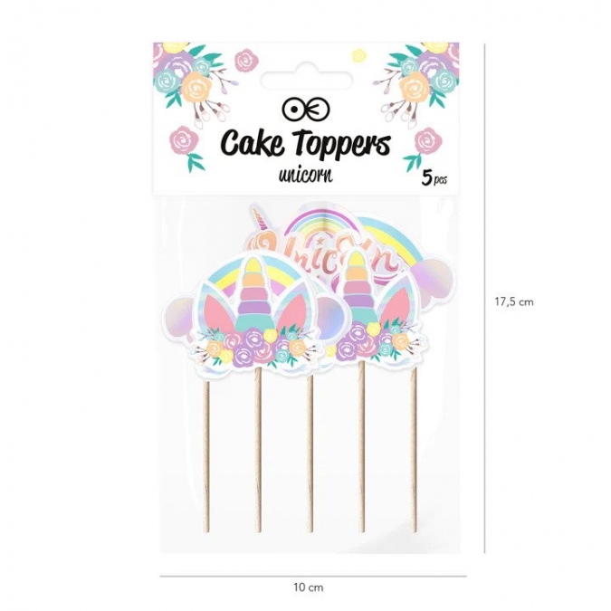 Топер за мъфини Еднорог, 5 бр. в опаковка /Pp/