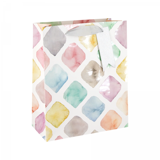 Луксозни подаръчни торбички, Фигурки пастелни цветове, 23х18см /Pp/