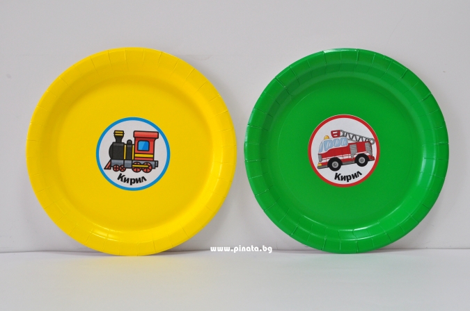 Персонализирана хартиена парти чинийка Транспортни средства, 6бр. пакет