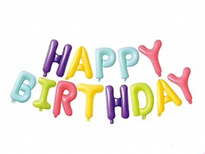 Фолиев надпис Happy Birthday различни пастелни цветове