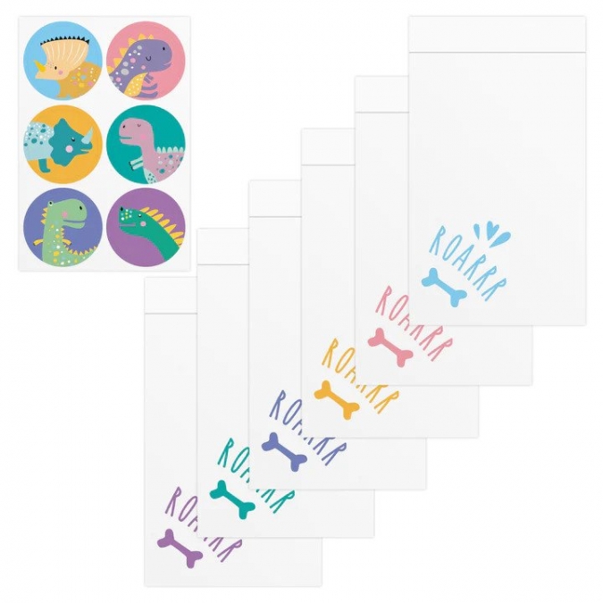 Подаръчни хартиени торбички Динозаври,микс цветове, 6 бр. в опаковка /Pp/