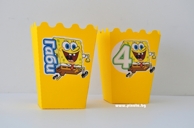 Персонализирана кутийка за пуканки Спонджбоб, 3 бр. в опаковка