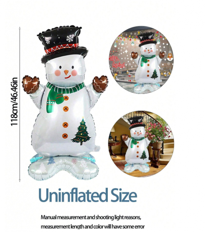 Фолиев стоящ балон Снежен човек, Коледа, 118см /Ch/