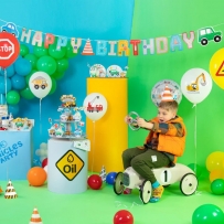 Банер гирлянд Транспортни средства, коли, с букви Happy Birthday, 2,50 м /Pp/