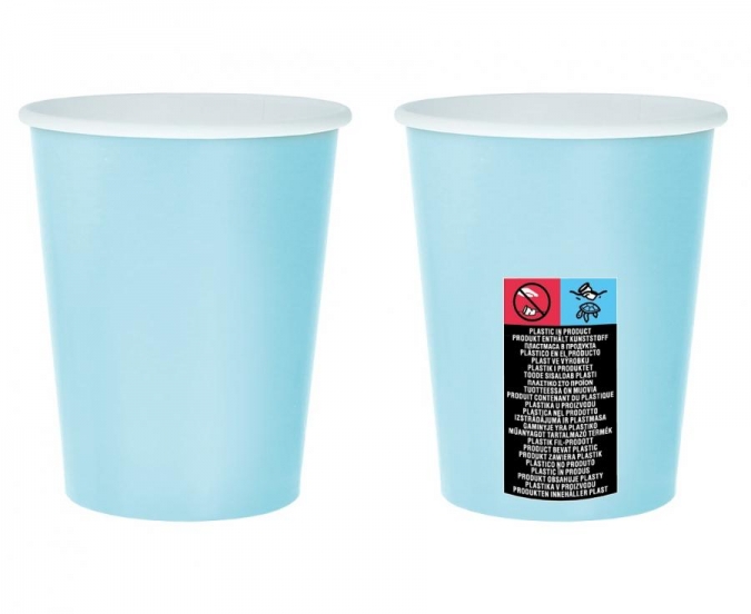 Хартиена парти чашка светло синя 270 мл, 14 бр. в опаковка /Gd/