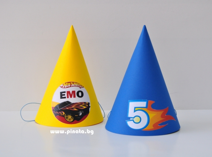 Персонализирана парти шапка Хот Уилс, 3 бр. пакет