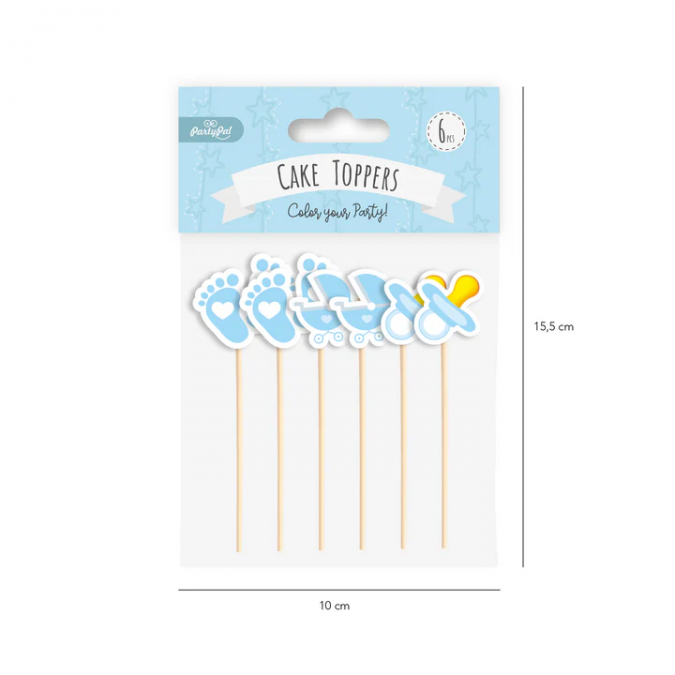 Топер за мъфини Биберон, количка, бебе момче, 6 бр. в опаковка /Pp/