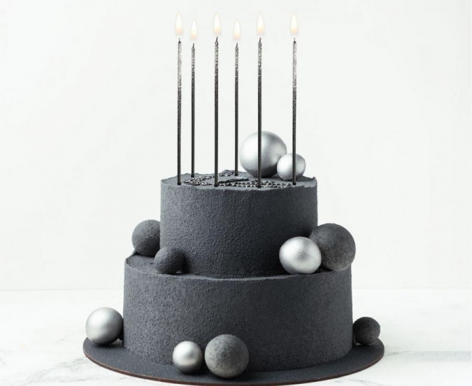 Свещички, черни с брокат, 6 бр. в опаковка /Gd/