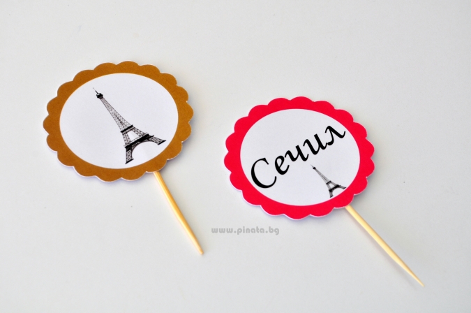 Топер за мъфини Париж Айфелова кула, 6 бр. в опаковка