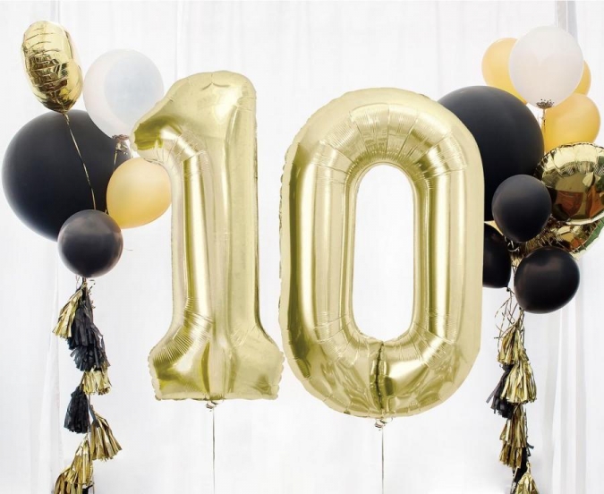 Фолиев балон цифра 5, цвят шампанско, 85 см /Gd/