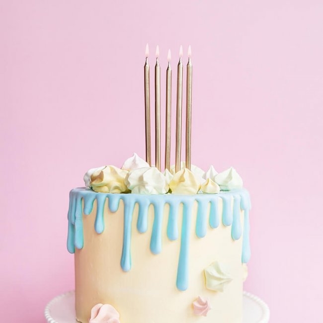 Свещи златни металик, 6 бр в пакет /mb/