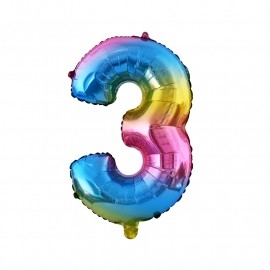 Фолиев балон цифра 0, цвят дъга 80 см /Km/