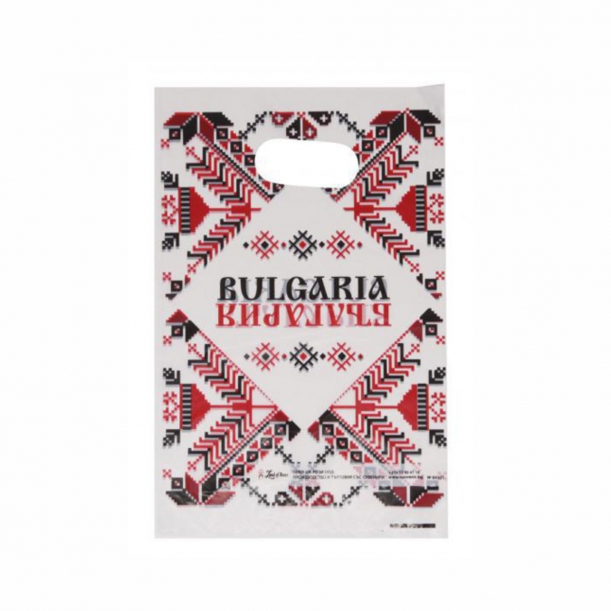 Подаръчна торбичка с шевица и надпис България/Bulgaria, 30х20 см /Pe/