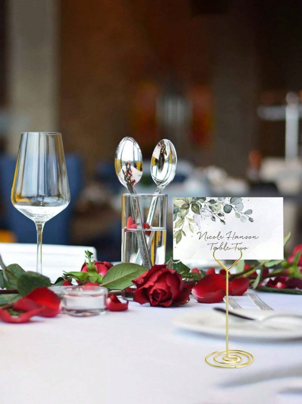 Тейбъл картичка в бяло с цветя, 9х5 см, 20бр. в опаковка /Ch/