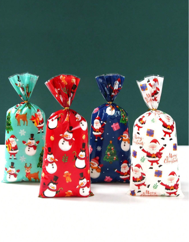 Подаръчни торбички, пликове за сладки, Коледа, Снежен човек, 12х27см, 25 бр. в опаковка /Ch/