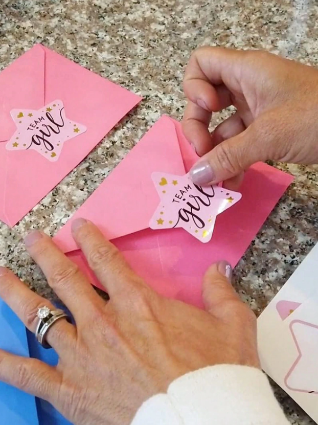 Стикери за разкриване на пола сини и розови, Team Girl/Boy, 40бр /Ch/