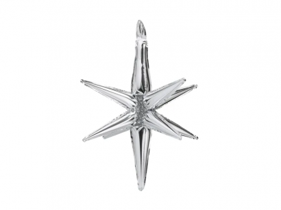 Фолиев балон 3D звезда, цвят сребро гланц, 70см /Pd/