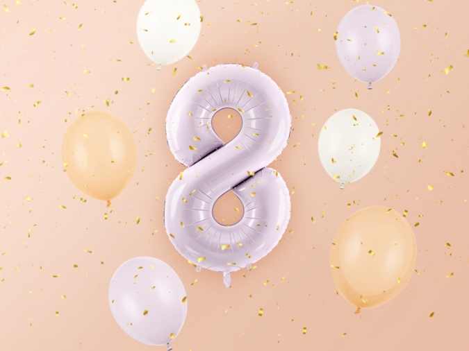 Фолиев балон цифра 8, цвят лилав, 72 см височина /Pd/